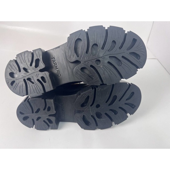 New Farm Rio Anthropologie Boho Black Floral Moto Boots ~Size 7, EU 38 - Picture 10 of 12